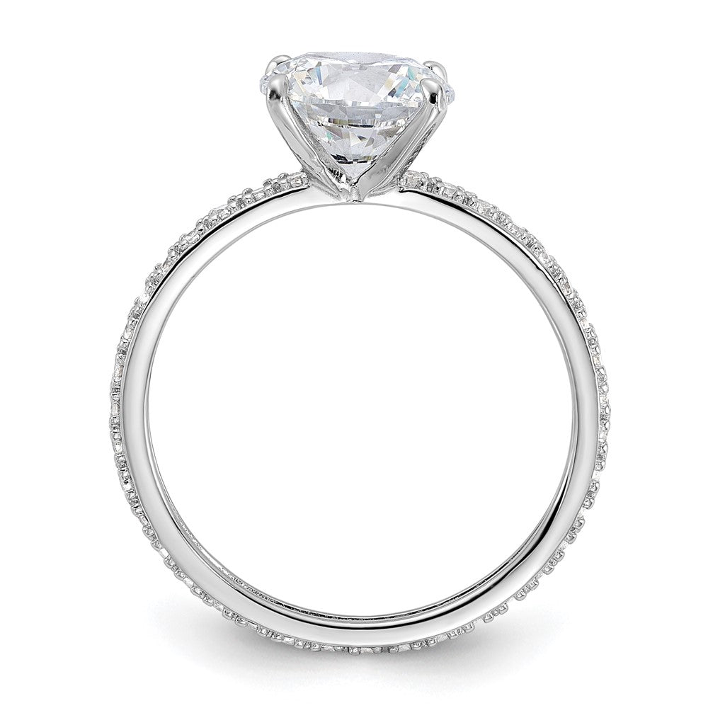 Sterling Silver Rhodium-plated 8mm CZ Solitaire Eternity Engagement Ring - 3