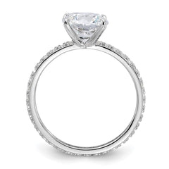 Sterling Silver Rhodium-plated 8mm CZ Solitaire Eternity Engagement Ring - 3