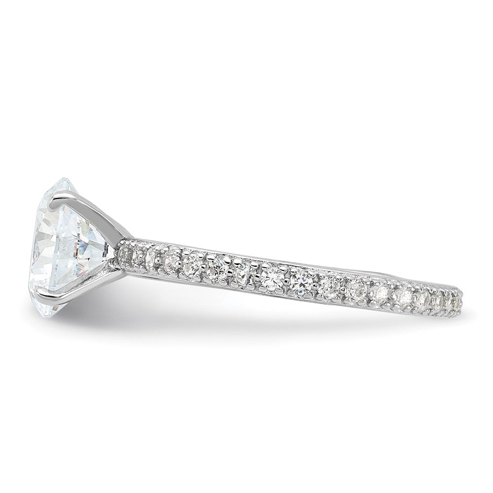 Sterling Silver Rhodium-plated 8mm CZ Solitaire Eternity Engagement Ring - 3