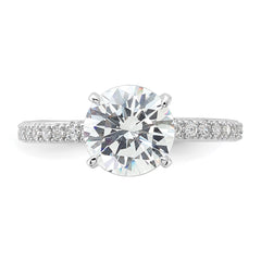 Sterling Silver Rhodium-plated 8mm CZ Solitaire Eternity Engagement Ring - 3