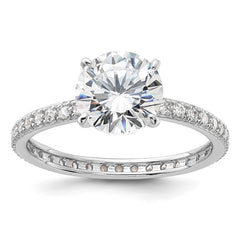 Sterling Silver Rhodium-plated 8mm CZ Solitaire Eternity Engagement Ring - 3