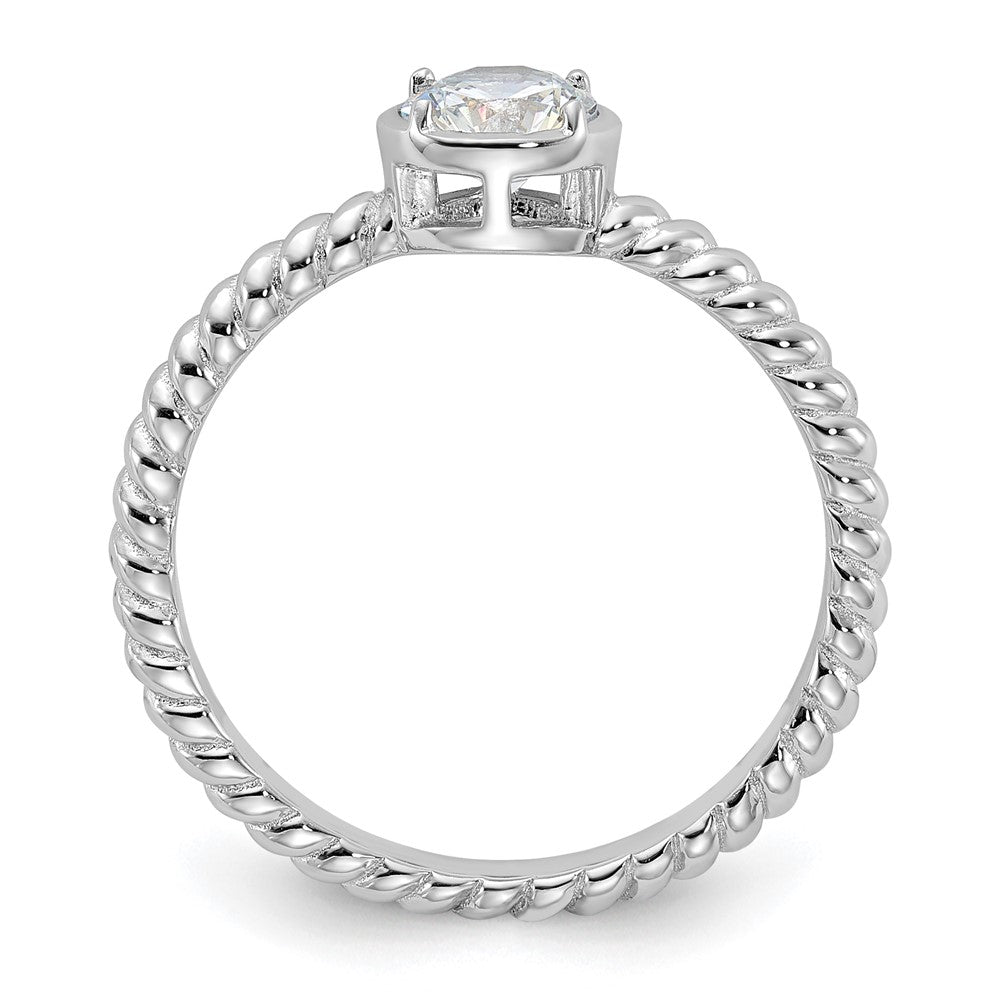 Sterling Silver Rhodium-plated CZ Twisted Ring - 3