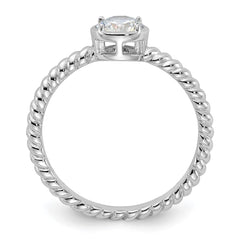 Sterling Silver Rhodium-plated CZ Twisted Ring - 3