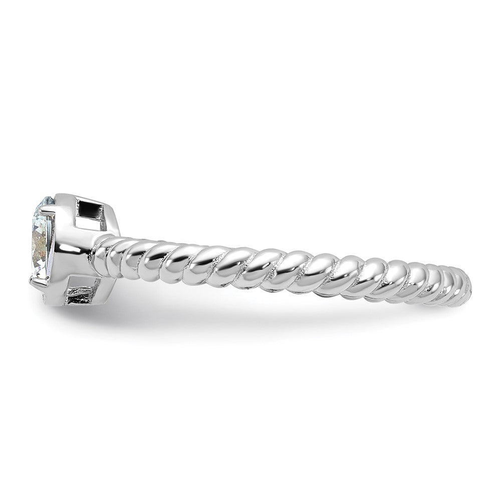 Sterling Silver Rhodium-plated CZ Twisted Ring - 3