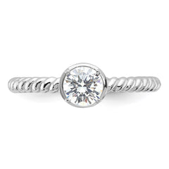 Sterling Silver Rhodium-plated CZ Twisted Ring - 3