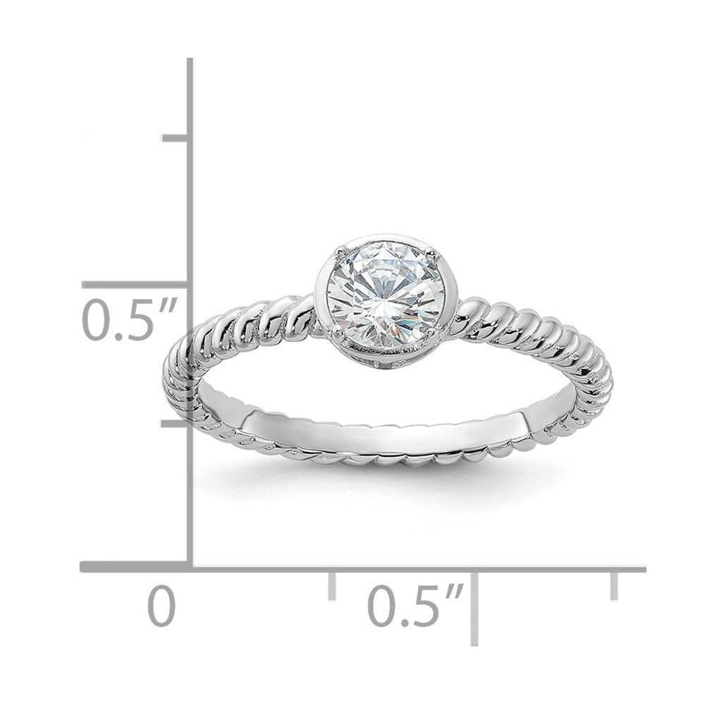 Sterling Silver Rhodium-plated CZ Twisted Ring - 3