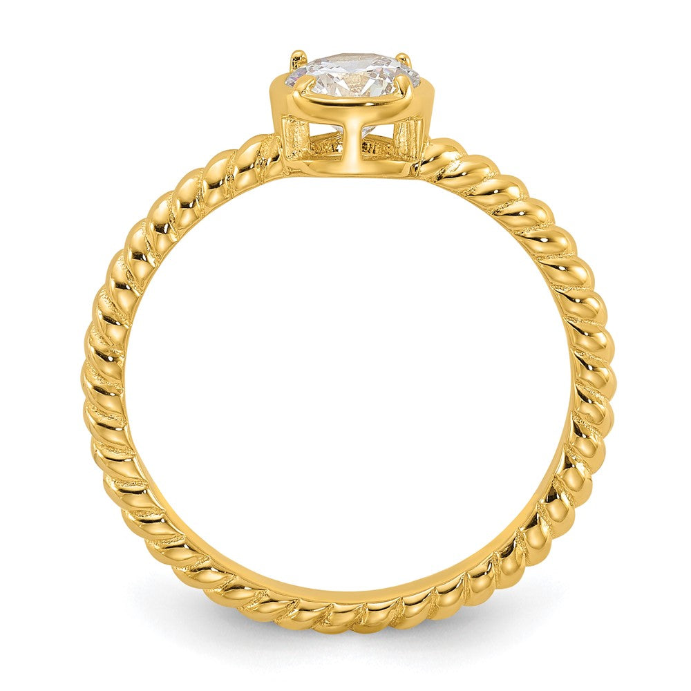 Sterling Silver Gold-tone CZ Twisted Ring - 3
