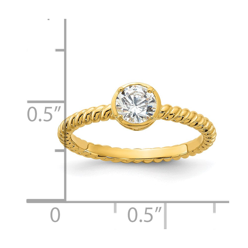 Sterling Silver Gold-tone CZ Twisted Ring - 3