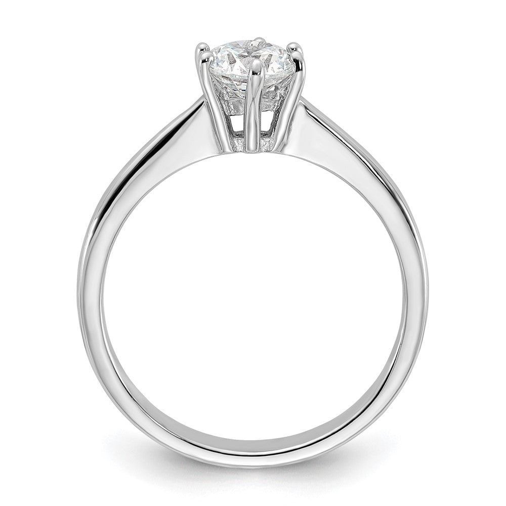 Sterling Silver Rhodium-plated 5mm Round CZ 6-prong Engagement Ring - 3