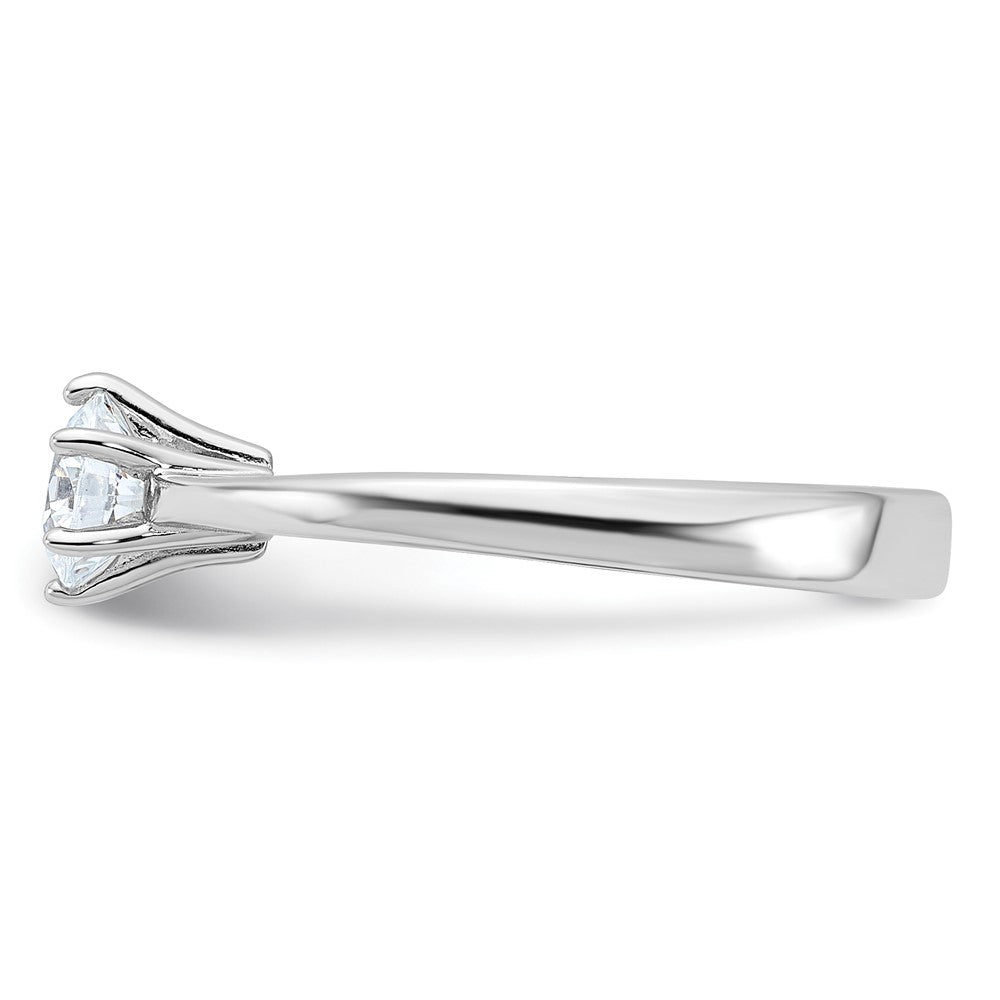 Sterling Silver Rhodium-plated 5mm Round CZ 6-prong Engagement Ring - 3