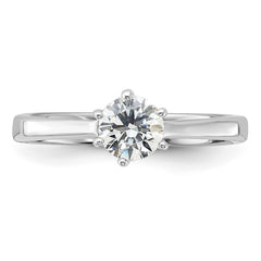 Sterling Silver Rhodium-plated 5mm Round CZ 6-prong Engagement Ring - 2