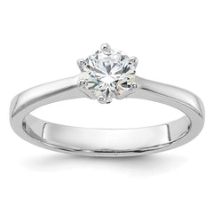 Sterling Silver Rhodium-plated 5mm Round CZ 6-prong Engagement Ring - 2