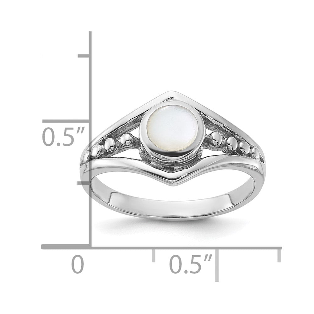 Sterling Silver Rhodium-Plated Polished Mother of Pearl Ring - 2
