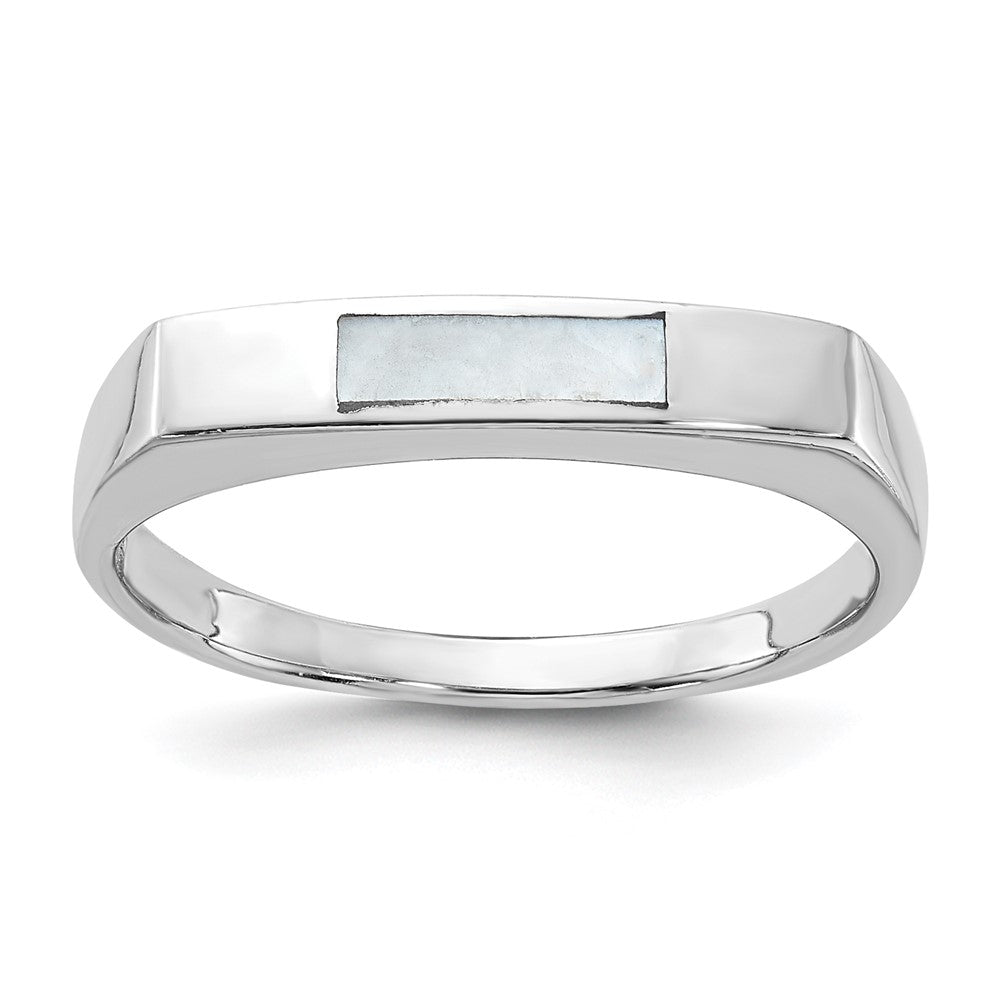 Sterling Silver Rhodium-plated Mother of Pearl Inlay Ring - 2