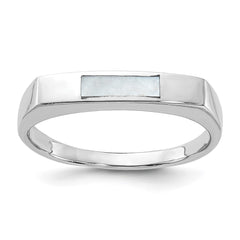Sterling Silver Rhodium-plated Mother of Pearl Inlay Ring - 2