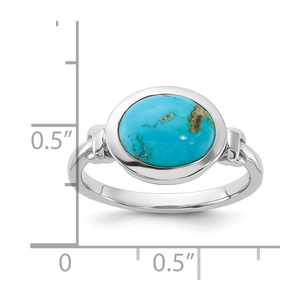 Sterling Silver Rhodium-plated Turquoise Ring - 3