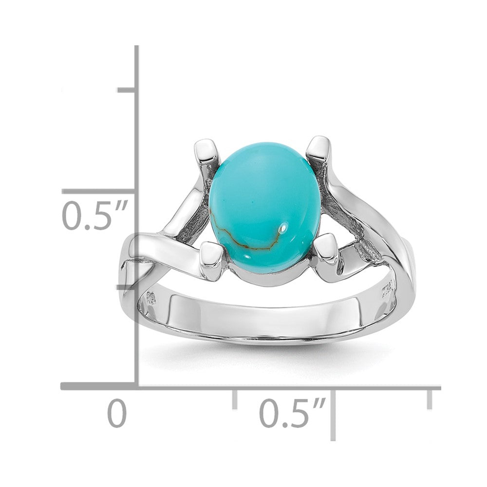 Sterling Silver Rhodium-Plated Polished Imitation Turquoise Ring - 2