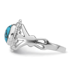 Sterling Silver Rhodium-plated Reconstituted Turquoise Ring - 3