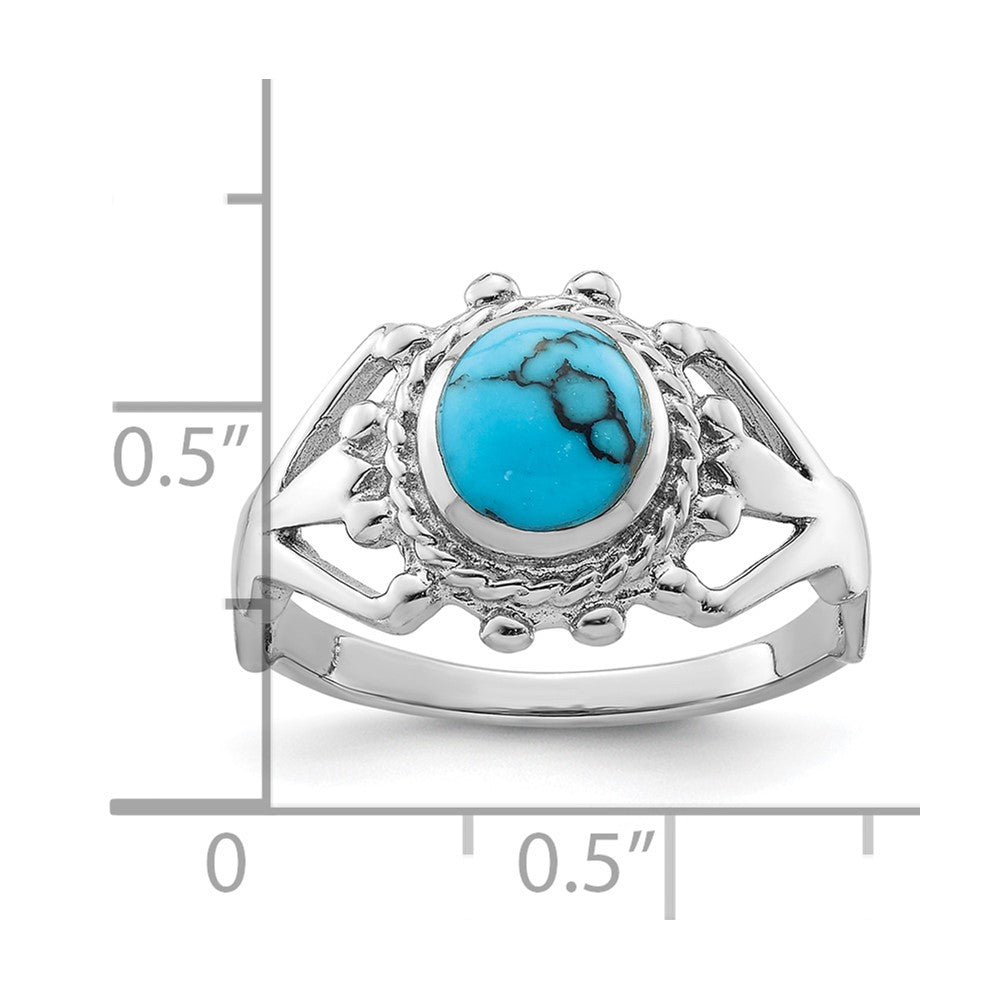 Sterling Silver Rhodium-plated Reconstituted Turquoise Ring - 3