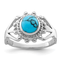 Sterling Silver Rhodium-plated Reconstituted Turquoise Ring - 3