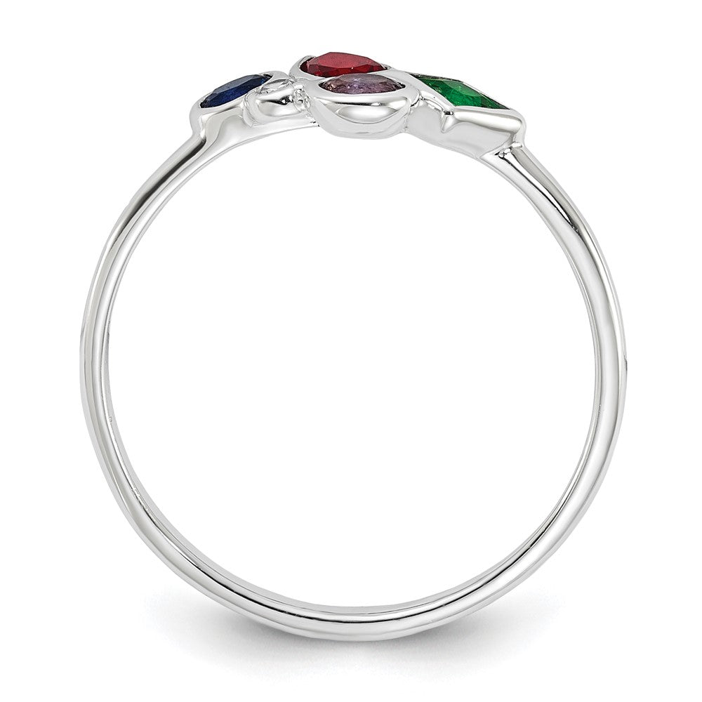 Sterling Silver E-coated Multi Color CZ Ring - 5
