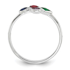 Sterling Silver E-coated Multi Color CZ Ring - 5