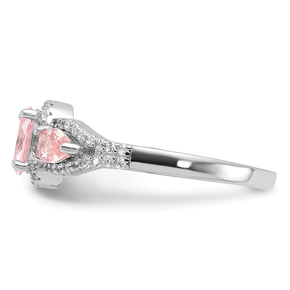 Sterling Silver Rhodium-plated Nano Crystal and CZ Ring - 2