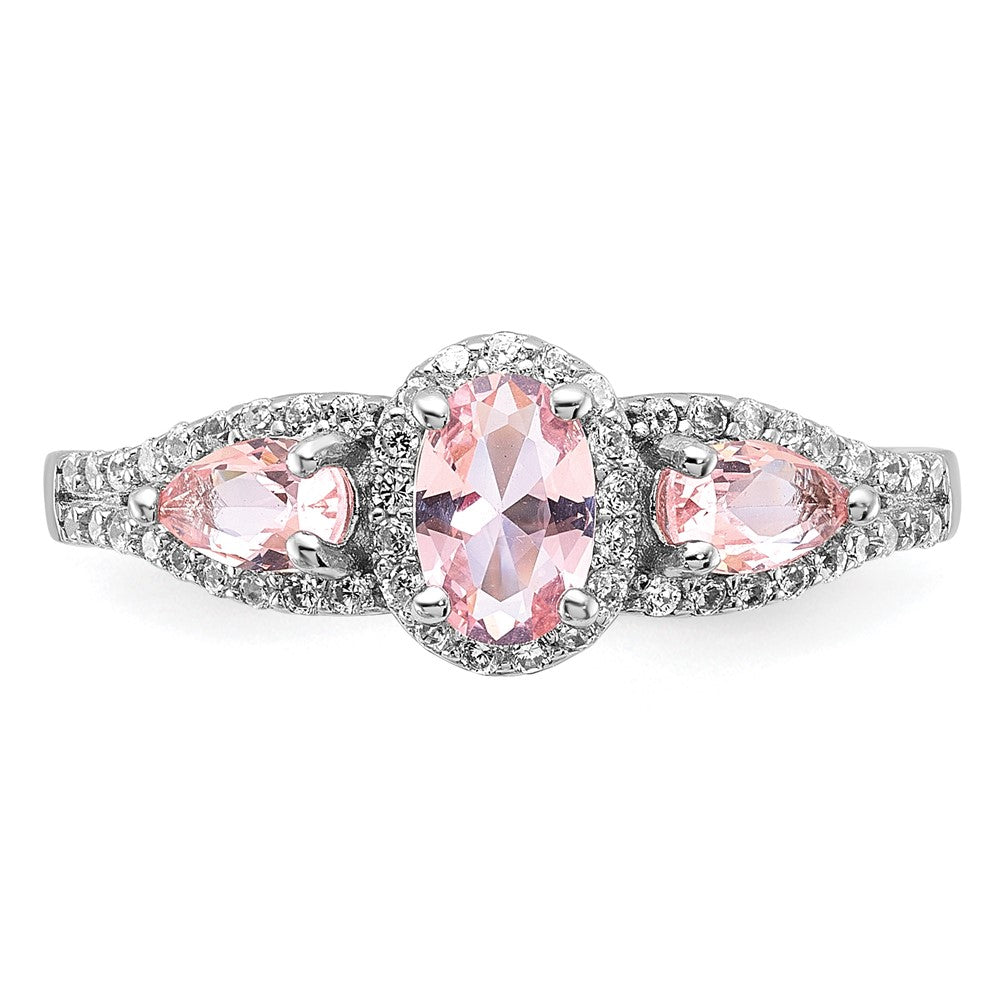 Sterling Silver Rhodium-plated Nano Crystal and CZ Ring - 2