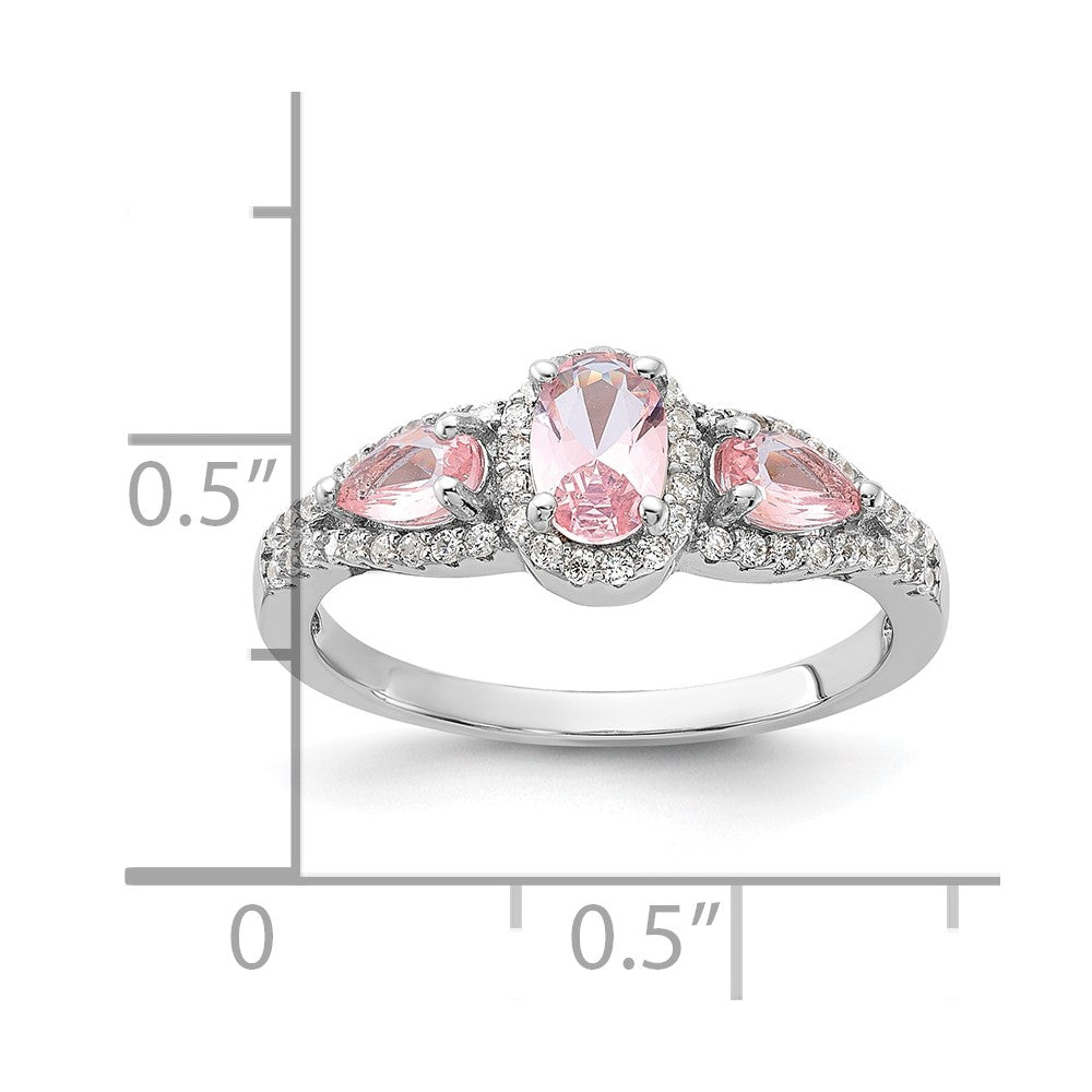 Sterling Silver Rhodium-plated Nano Crystal and CZ Ring - 2