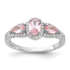 Sterling Silver Rhodium-plated Nano Crystal and CZ Ring - 2