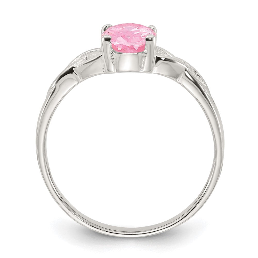 Sterling Silver Polished Pink CZ Ring - 3