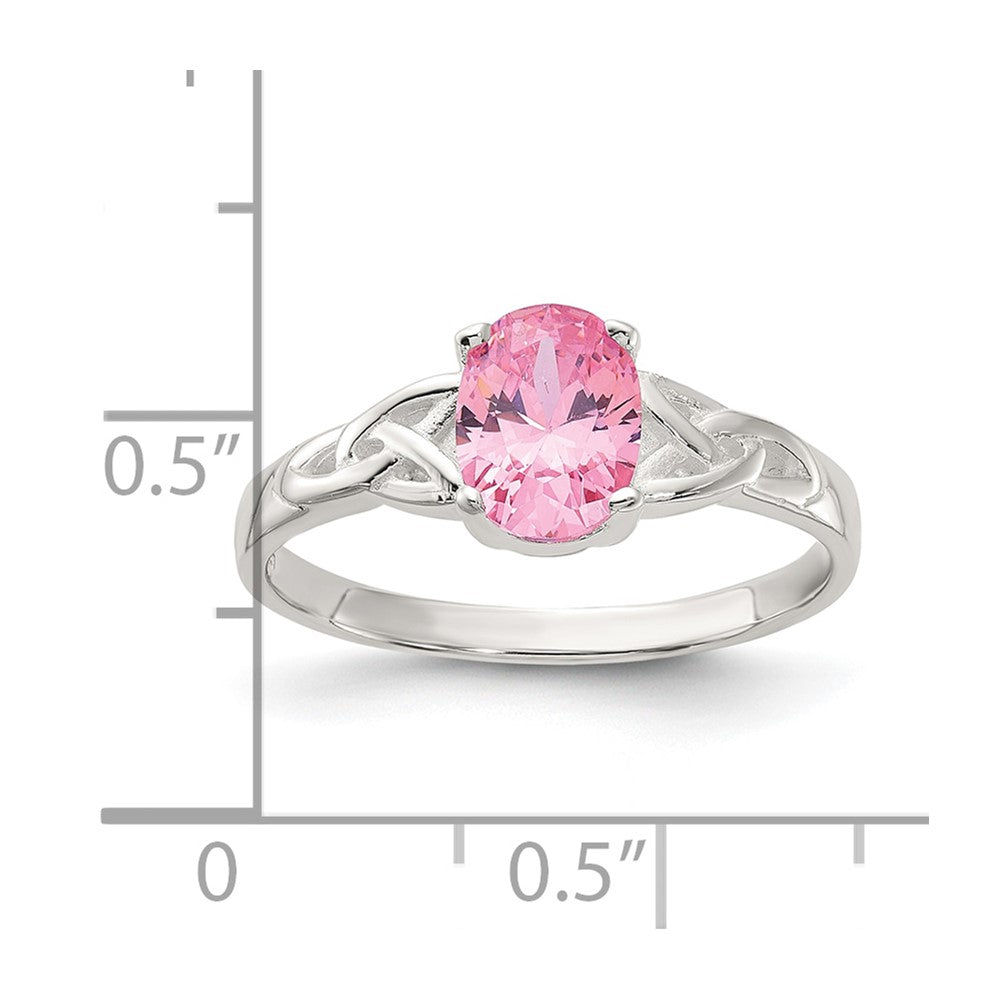 Sterling Silver Polished Pink CZ Ring - 3