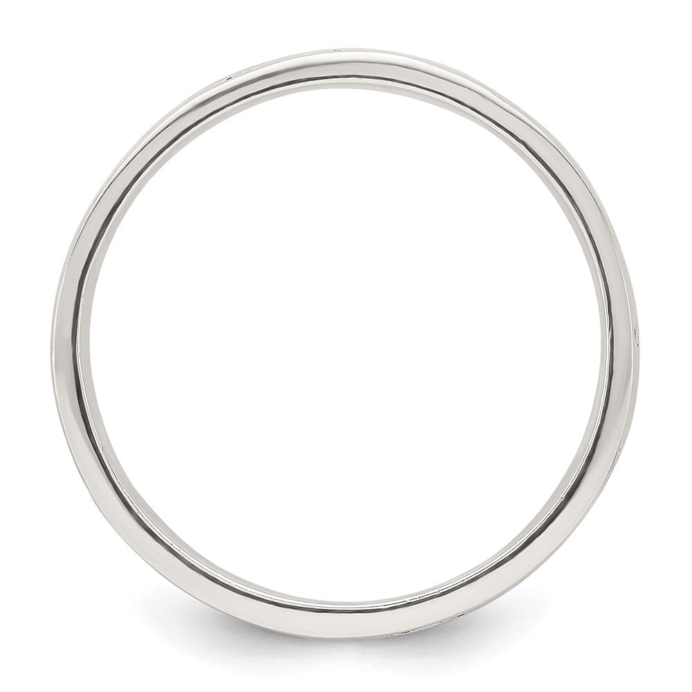 Sterling Silver Polished Oxidized Patterned Men's Band Ring - 2