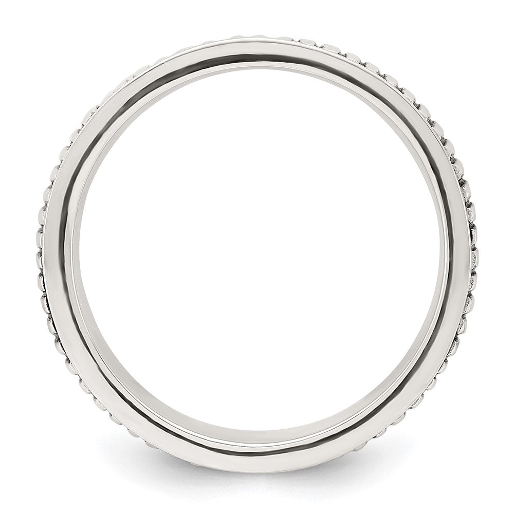 Sterling Silver Polished Oxidized Patterned Men's Ring - 3