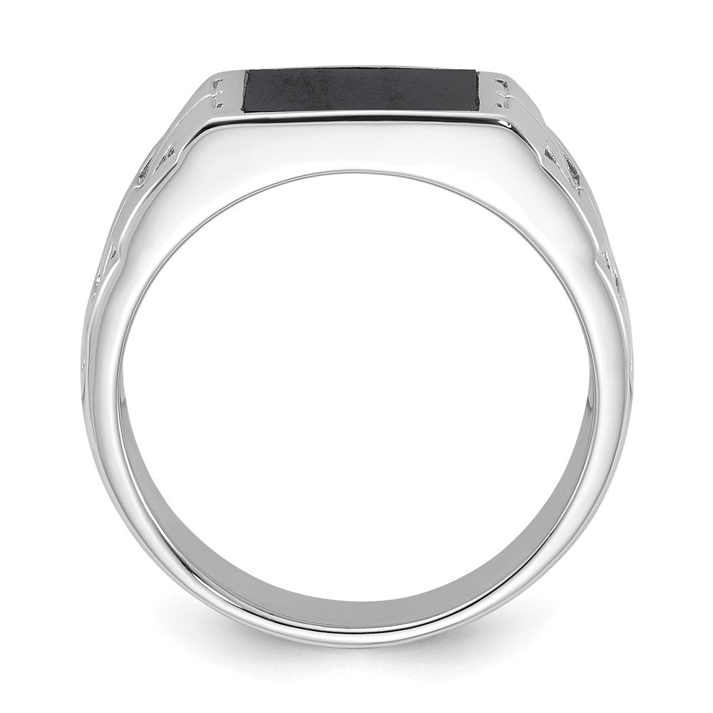 Sterling Silver Rhodium-plated Polished Black Onyx Men's Ring - 3