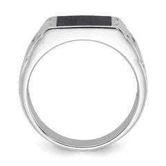 Sterling Silver Rhodium-plated Polished Black Onyx Men's Ring - 3