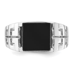 Sterling Silver Rhodium-plated Polished Black Onyx Men's Ring - 3
