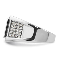 Sterling Silver Rhodium-plated CZ Signet Ring - 3