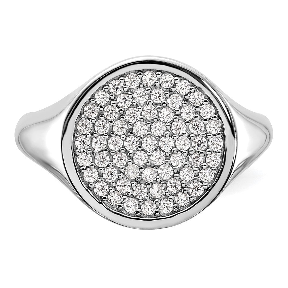 Sterling Silver Rhodium-plated Polished CZ Fashion Men's Ring - 3