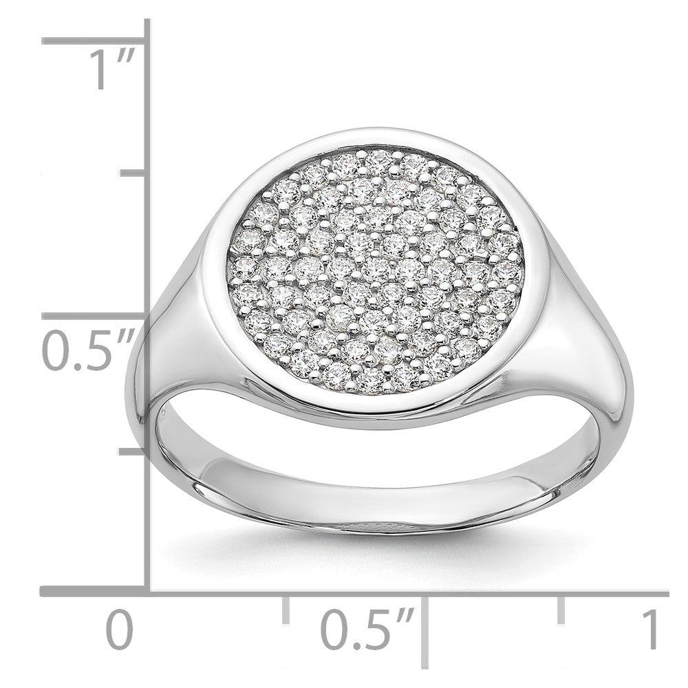 Sterling Silver Rhodium-plated Polished CZ Fashion Men's Ring - 3