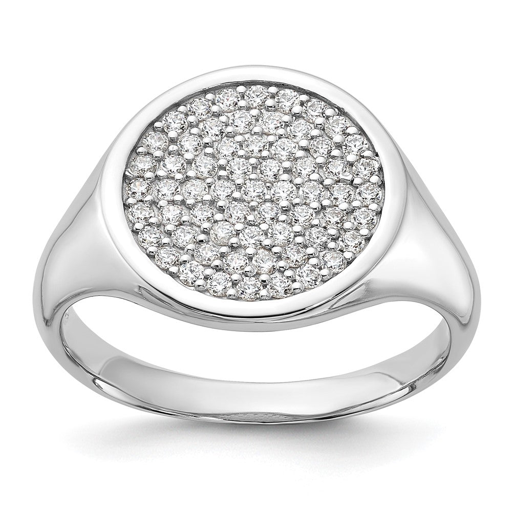 Sterling Silver Rhodium-plated Polished CZ Fashion Men's Ring - 2