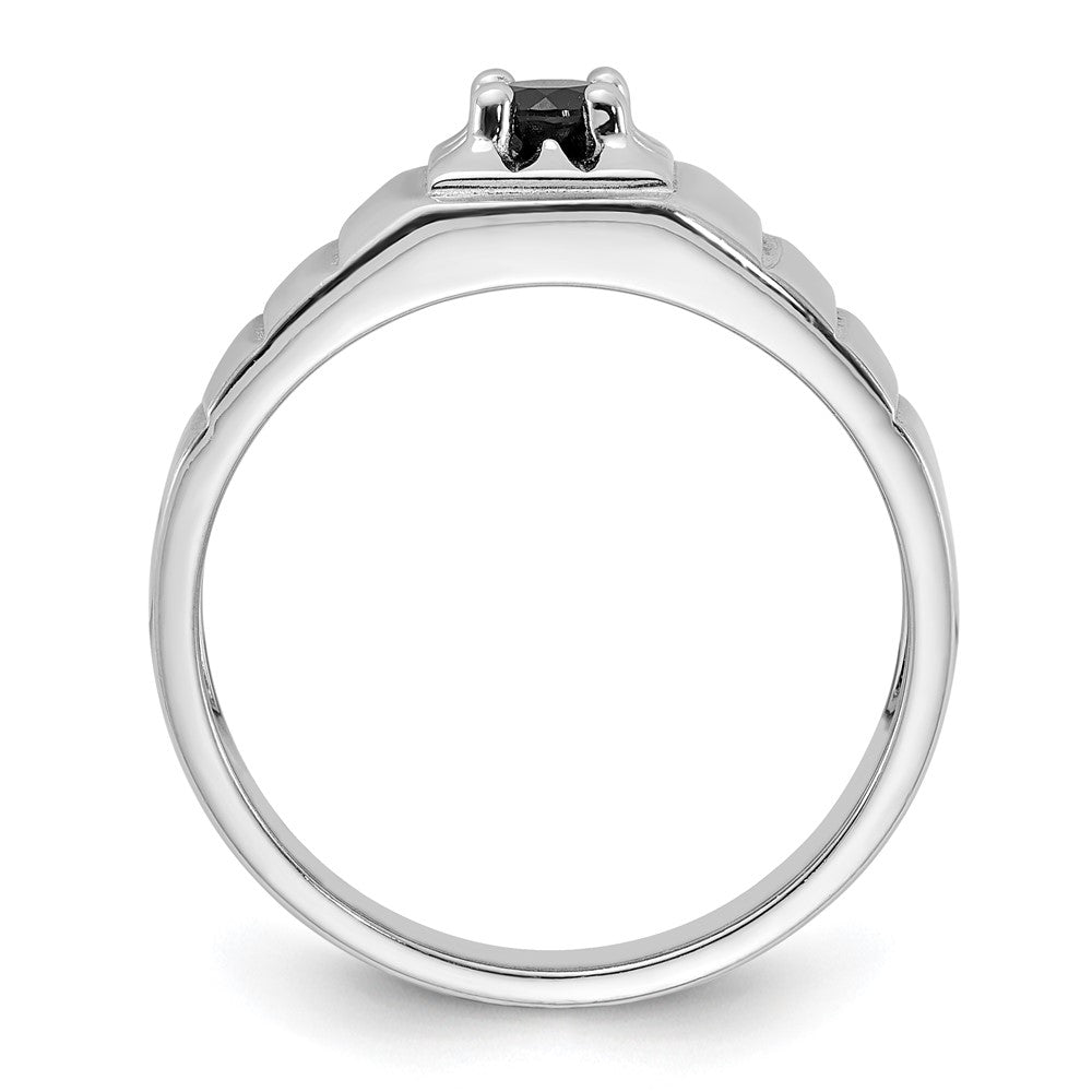 Sterling Silver Rhodium-plated Black Onyx Men's Ring - 3