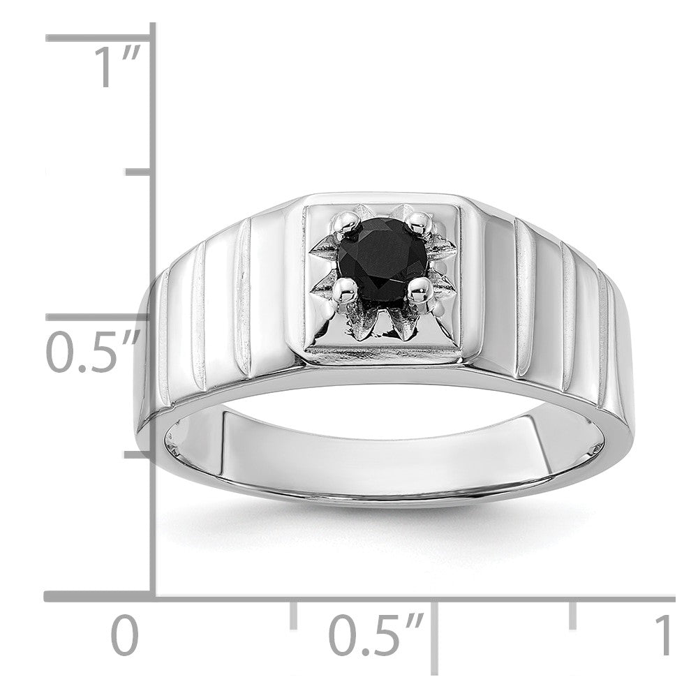 Sterling Silver Rhodium-plated Black Onyx Men's Ring - 3