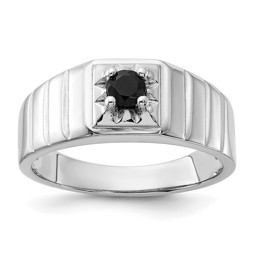 Sterling Silver Rhodium-plated Black Onyx Men's Ring - 3