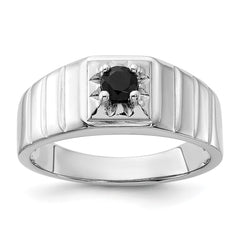 Sterling Silver Rhodium-plated Black Onyx Men's Ring - 3