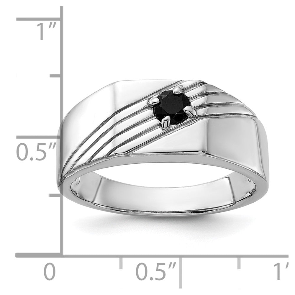 Sterling Silver Rhodium-plated Black Onyx Signet Men's Ring - 3