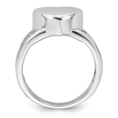 Sterling Silver Rhodium-plated Polished Heart Ash Holder Size 7 Ring
