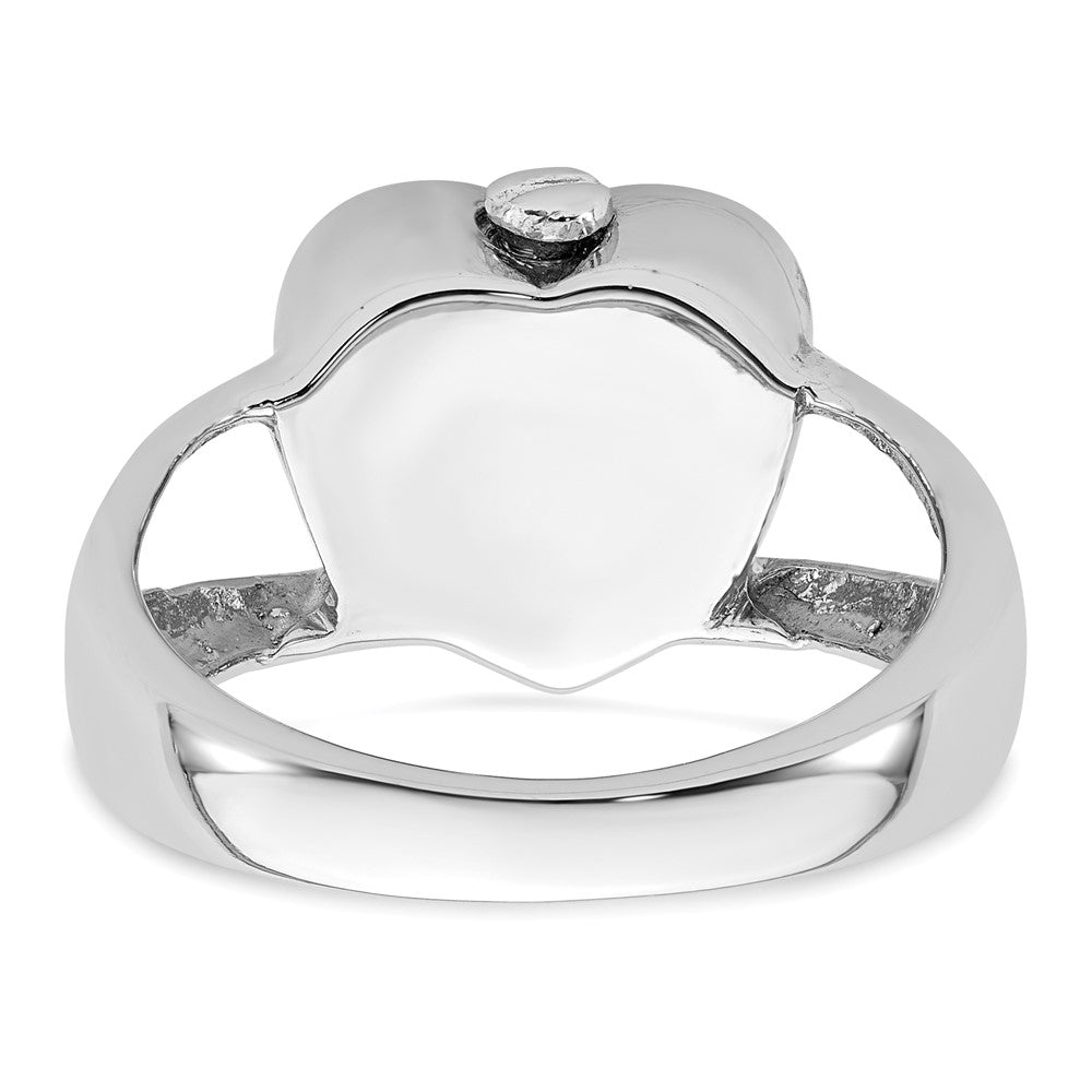 Sterling Silver Rhodium-plated Polished Heart Ash Holder Size 7 Ring