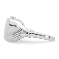 Sterling Silver Rhodium-plated Polished Claddagh Heart Ash Holder Size 7 Ring