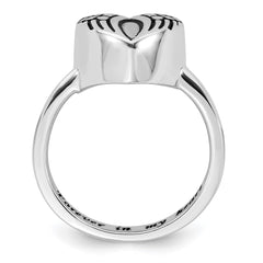 Sterling Silver Rhodium-plated Enameled Heart With Wings Ash Holder Ring